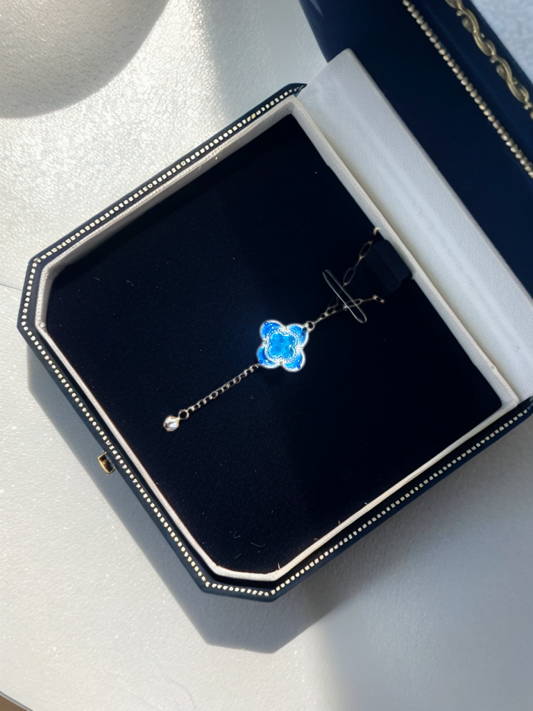 New Handcrafted Blue - Flower Necklace
