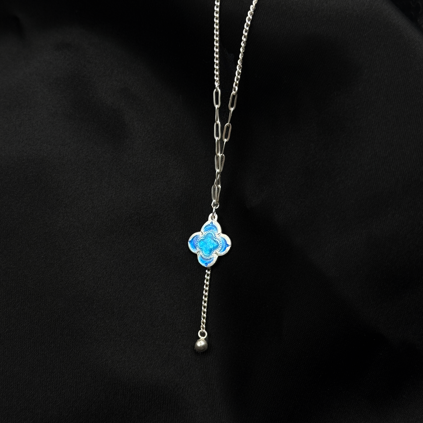 New Handcrafted Blue - Flower Necklace