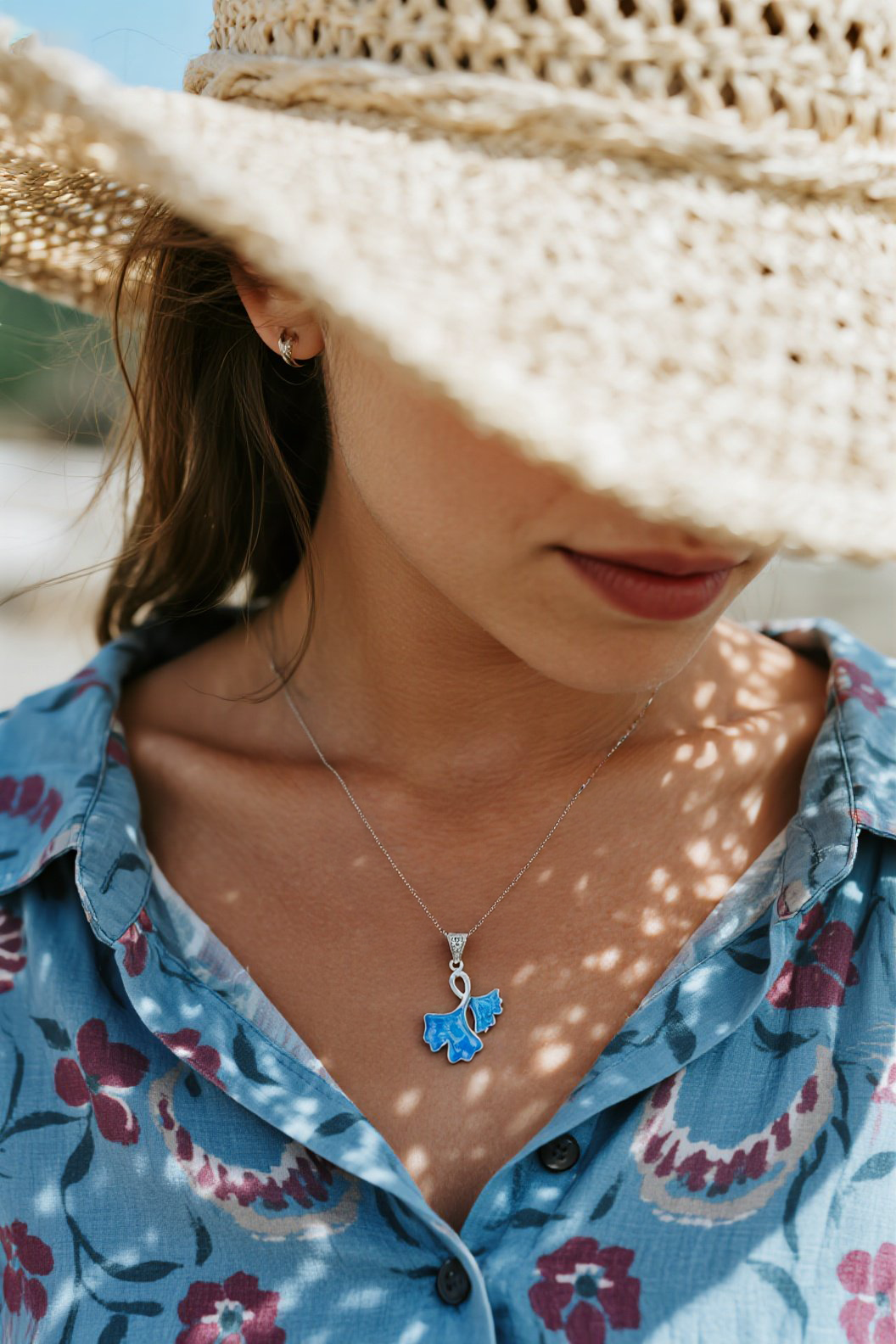 Colorful Enamel Ginkgo Chain Necklace