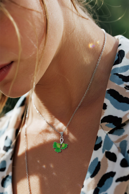 Colorful Enamel Ginkgo Chain Necklace
