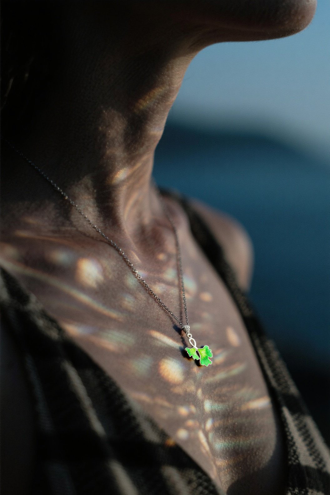 Colorful Enamel Ginkgo Chain Necklace