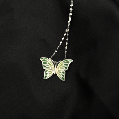 Leer - Fenster Emaille Schmetterling Halskette 