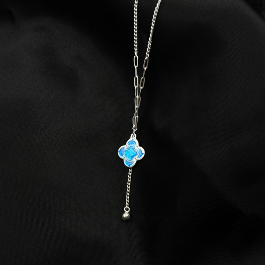 New Handcrafted Blue - Flower Necklace